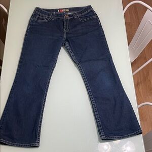 BKE Wendi Dark Blue Flare Women's Jeans with stretch